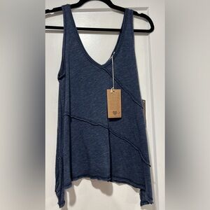 Project Social T Navy Blue Sleeveless V-Neck Tank